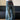 WIDE LEG ADULT JEANS WITH RED LETTERING IN BLUE