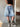 WIDE LEG BLUE DENIM SHORTS RETRO BLUE