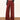 WINE RED WIDE-LEG JEANS WITH BLACK BELT FOR WOMEN