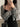 WOMEN'S BLACK DRESS SET WITH GRAY CARDIGAN AND PURSE Y2K CASUAL CROP