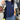 WOMEN'S BLUE AND GRAY RETRO OVERSIZE RAGLAN T-SHIRT