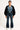 WOMEN'S DENIM AND BLACK BOMBER JACKET WITH FLARED JEANS SET