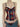Y2K SPAGHETTI STRAP COLLAR TOP WITH PLAID AND WOVEN DETAILS