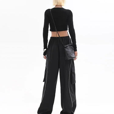 Y2K Women Black Streetwear Techwear Cargo Korean